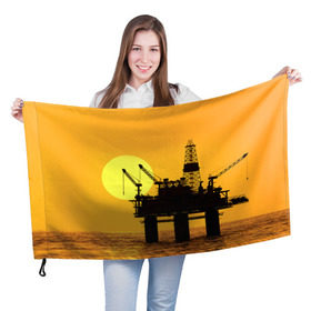 Флаг 3D с принтом Закат в Новосибирске, 100% полиэстер | плотность ткани — 95 г/м2, размер — 67 х 109 см. Принт наносится с одной стороны | газ | нефть