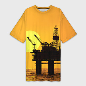 Платье-футболка 3D с принтом Закат в Новосибирске,  |  | газ | нефть