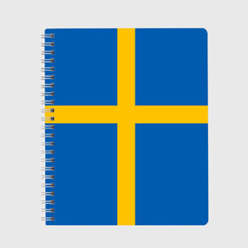 Тетрадь с принтом Флаг Швеции в Новосибирске, 100% бумага | 48 листов, плотность листов — 60 г/м2, плотность картонной обложки — 250 г/м2. Листы скреплены сбоку удобной пружинной спиралью. Уголки страниц и обложки скругленные. Цвет линий — светло-серый
 | Тематика изображения на принте: flag | sverige | sweden | флаг | швеция