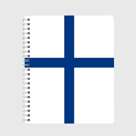 Тетрадь с принтом Флаг Финляндии в Новосибирске, 100% бумага | 48 листов, плотность листов — 60 г/м2, плотность картонной обложки — 250 г/м2. Листы скреплены сбоку удобной пружинной спиралью. Уголки страниц и обложки скругленные. Цвет линий — светло-серый
 | finland | flag | suomi | финляндия | флаг