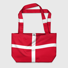 Пляжная сумка 3D с принтом Флаг Дании в Новосибирске, 100% полиэстер | застегивается на металлическую кнопку; внутренний карман застегивается на молнию. Стенки укреплены специальным мягким материалом, чтобы защитить содержимое от несильных ударов
 | danmark | denmark | flag | дания | флаг