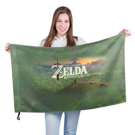 Флаг 3D с принтом The Legend of Zelda в Новосибирске, 100% полиэстер | плотность ткани — 95 г/м2, размер — 67 х 109 см. Принт наносится с одной стороны | breath of the wild | the legend of zelda