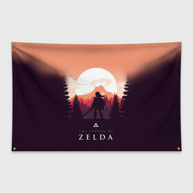 Флаг-баннер с принтом The Legend of Zelda в Новосибирске, 100% полиэстер | размер 67 х 109 см, плотность ткани — 95 г/м2; по краям флага есть четыре люверса для крепления | breath of the wild | the legend of zelda