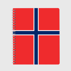 Тетрадь с принтом Флаг Норвегии в Новосибирске, 100% бумага | 48 листов, плотность листов — 60 г/м2, плотность картонной обложки — 250 г/м2. Листы скреплены сбоку удобной пружинной спиралью. Уголки страниц и обложки скругленные. Цвет линий — светло-серый
 | flag | norge | norway | норвегия | флаг