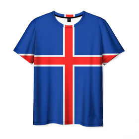 Мужская футболка 3D с принтом Флаг Исландии в Новосибирске, 100% полиэфир | прямой крой, круглый вырез горловины, длина до линии бедер | flag | iceland | island | исландия | флаг
