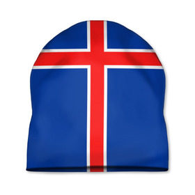 Шапка 3D с принтом Флаг Исландии в Новосибирске, 100% полиэстер | универсальный размер, печать по всей поверхности изделия | flag | iceland | island | исландия | флаг