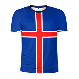 Мужская футболка 3D спортивная с принтом Флаг Исландии в Новосибирске, 100% полиэстер с улучшенными характеристиками | приталенный силуэт, круглая горловина, широкие плечи, сужается к линии бедра | flag | iceland | island | исландия | флаг