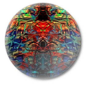 Значок с принтом psychedelic в Новосибирске,  металл | круглая форма, металлическая застежка в виде булавки | abstraction | color | spray | абстракция | волны | краска | краски | линии | оптические | полосы | разводы | узоры | фрактал | цветные