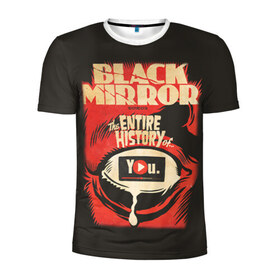 Мужская футболка 3D спортивная с принтом Black Mirror в Новосибирске, 100% полиэстер с улучшенными характеристиками | приталенный силуэт, круглая горловина, широкие плечи, сужается к линии бедра | Тематика изображения на принте: black mirror | сериал | черное зеркало