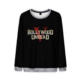 Мужской свитшот 3D с принтом Hollywood Undead в Новосибирске, 100% полиэстер с мягким внутренним слоем | круглый вырез горловины, мягкая резинка на манжетах и поясе, свободная посадка по фигуре | five | hollywood undead | v