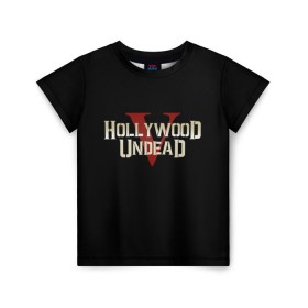 Детская футболка 3D с принтом Hollywood Undead в Новосибирске, 100% гипоаллергенный полиэфир | прямой крой, круглый вырез горловины, длина до линии бедер, чуть спущенное плечо, ткань немного тянется | Тематика изображения на принте: five | hollywood undead | v