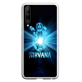 Чехол для Honor P30 с принтом Группа Nirvana в Новосибирске, Силикон | Область печати: задняя сторона чехла, без боковых панелей | kurt cobain | nirvana | вечная память | гитара | гранж | кумир | курт кобейн | лучи | микрофон | музыкант | надпись | нирвана | певец | рок | свет