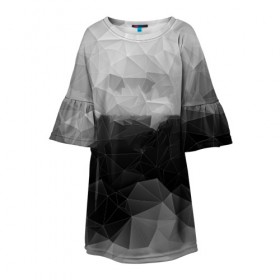 Детское платье 3D с принтом Polygon gray в Новосибирске, 100% полиэстер | прямой силуэт, чуть расширенный к низу. Круглая горловина, на рукавах — воланы | abstraction | polygon | абстракция | грань | краски | кубик | кубики | линии | мозаика | ребро | текстура | узор