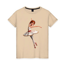 Женская футболка хлопок с принтом Балерина в Новосибирске, 100% хлопок | прямой крой, круглый вырез горловины, длина до линии бедер, слегка спущенное плечо | балерина | виктор | камилла | одетта | опера | фелис