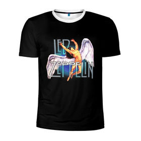Мужская футболка 3D спортивная с принтом Led Zeppelin Angel в Новосибирске, 100% полиэстер с улучшенными характеристиками | приталенный силуэт, круглая горловина, широкие плечи, сужается к линии бедра | Тематика изображения на принте: рок