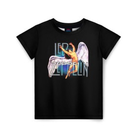Детская футболка 3D с принтом Led Zeppelin Angel в Новосибирске, 100% гипоаллергенный полиэфир | прямой крой, круглый вырез горловины, длина до линии бедер, чуть спущенное плечо, ткань немного тянется | Тематика изображения на принте: рок