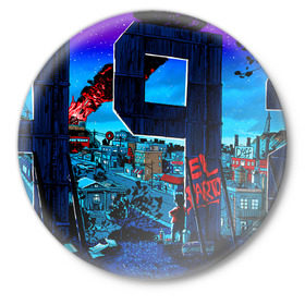 Значок с принтом El Barto в Новосибирске,  металл | круглая форма, металлическая застежка в виде булавки | Тематика изображения на принте: bart | simpsons | барт | симпсоны
