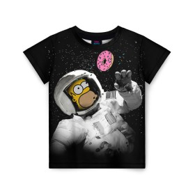Детская футболка 3D с принтом Space Homer в Новосибирске, 100% гипоаллергенный полиэфир | прямой крой, круглый вырез горловины, длина до линии бедер, чуть спущенное плечо, ткань немного тянется | homer | simpsons | гомер | симпсон | симпсоны