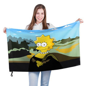 Флаг 3D с принтом MonaLiza в Новосибирске, 100% полиэстер | плотность ткани — 95 г/м2, размер — 67 х 109 см. Принт наносится с одной стороны | bart | liza | simpsons | лиза | симпсоны