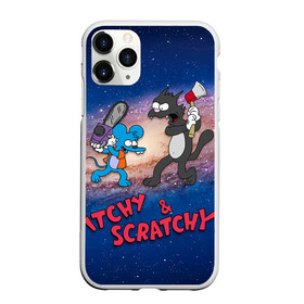 Чехол для iPhone 11 Pro Max матовый с принтом Itchy & Scratchy space в Новосибирске, Силикон |  | simpsons | the itchy  scratchy | симпсоны | щекотка и царапка