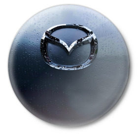 Значок с принтом Мазда Дождь в Новосибирске,  металл | круглая форма, металлическая застежка в виде булавки | mazda | мазда