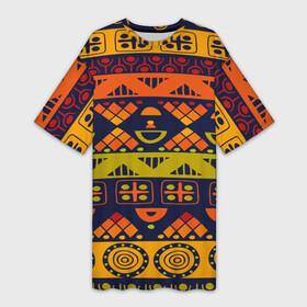 Платье-футболка 3D с принтом Африканские символы в Новосибирске,  |  | africa | pattern | африка | африканские мотивы | народы африки | национальная одежда | переплетение нитей | ткани | узор | этнический узор