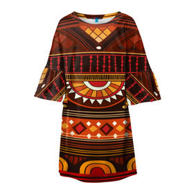 Детское платье 3D с принтом Узорная этника в Новосибирске, 100% полиэстер | прямой силуэт, чуть расширенный к низу. Круглая горловина, на рукавах — воланы | africa | pattern | африка | африканские мотивы | народы африки | национальная одежда | переплетение нитей | ткани | узор | этнический узор