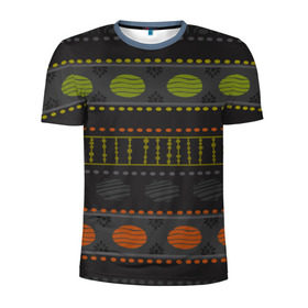 Мужская футболка 3D спортивная с принтом Стильный узор в Новосибирске, 100% полиэстер с улучшенными характеристиками | приталенный силуэт, круглая горловина, широкие плечи, сужается к линии бедра | africa | pattern | африка | африканские мотивы | народы африки | национальная одежда | переплетение нитей | ткани | узор | этнический узор