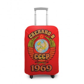 Чехол для чемодана 3D с принтом Сделано в 1969 в Новосибирске, 86% полиэфир, 14% спандекс | двустороннее нанесение принта, прорези для ручек и колес | герб | герб россии | год рождения | дата | надпись | россия | сделано | ссср