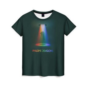 Женская футболка 3D с принтом Imagine Dragons Light в Новосибирске, 100% полиэфир ( синтетическое хлопкоподобное полотно) | прямой крой, круглый вырез горловины, длина до линии бедер | demons | evolve | mirrors | radioactive | драконы | космос | музыка | нло | ночь | поп | радуга | рок | свет