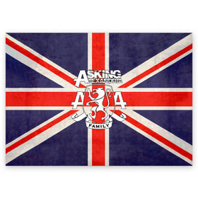 Поздравительная открытка с принтом Asking Alexandria флаг Англии в Новосибирске, 100% бумага | плотность бумаги 280 г/м2, матовая, на обратной стороне линовка и место для марки
 | бен брюс | герб | группа | джеймс касселлс | дэнни уорсноп | жанр | кэмерон лидделл | лев | музыка | музыканты | песни | рок | сэм бэттли | хэви метал | электроникор