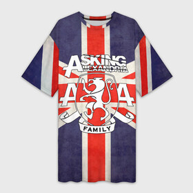Платье-футболка 3D с принтом Asking Alexandria флаг Англии в Новосибирске,  |  | бен брюс | герб | группа | джеймс касселлс | дэнни уорсноп | жанр | кэмерон лидделл | лев | музыка | музыканты | песни | рок | сэм бэттли | хэви метал | электроникор