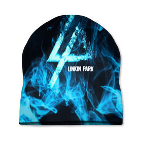 Шапка 3D с принтом Linkin Park синий дым в Новосибирске, 100% полиэстер | универсальный размер, печать по всей поверхности изделия | альтернативный рок | линкин парк