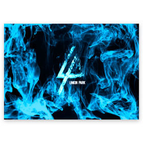 Поздравительная открытка с принтом Linkin Park синий дым в Новосибирске, 100% бумага | плотность бумаги 280 г/м2, матовая, на обратной стороне линовка и место для марки
 | альтернативный рок | линкин парк