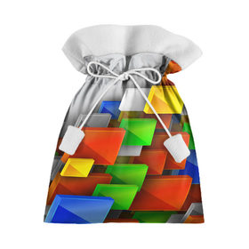 Подарочный 3D мешок с принтом Абстрактные фигуры в Новосибирске, 100% полиэстер | Размер: 29*39 см | грань | краски | кубик | кубики | линии | мозаика | разноцветные кубы | ребро | текстура | тени | узор