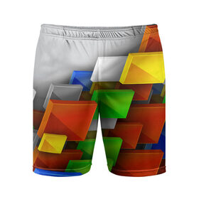 Мужские шорты 3D спортивные с принтом Абстрактные фигуры в Новосибирске,  |  | грань | краски | кубик | кубики | линии | мозаика | разноцветные кубы | ребро | текстура | тени | узор