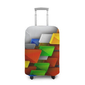 Чехол для чемодана 3D с принтом Абстрактные фигуры в Новосибирске, 86% полиэфир, 14% спандекс | двустороннее нанесение принта, прорези для ручек и колес | грань | краски | кубик | кубики | линии | мозаика | разноцветные кубы | ребро | текстура | тени | узор