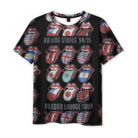 Мужская футболка 3D с принтом The Rolling Stones в Новосибирске, 100% полиэфир | прямой крой, круглый вырез горловины, длина до линии бедер | Тематика изображения на принте: англия | аргентина | блюз рок | канада | мик джаггер | музыка | песни | психоделический рок | ритм н блюз | рок | рок н ролл | ролинг | рот | стоун | стоунз | сша | флаг | язык | япония
