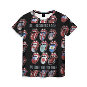 Женская футболка 3D с принтом The Rolling Stones в Новосибирске, 100% полиэфир ( синтетическое хлопкоподобное полотно) | прямой крой, круглый вырез горловины, длина до линии бедер | англия | аргентина | блюз рок | канада | мик джаггер | музыка | песни | психоделический рок | ритм н блюз | рок | рок н ролл | ролинг | рот | стоун | стоунз | сша | флаг | язык | япония