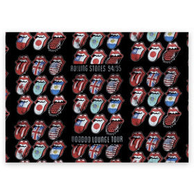 Поздравительная открытка с принтом The Rolling Stones в Новосибирске, 100% бумага | плотность бумаги 280 г/м2, матовая, на обратной стороне линовка и место для марки
 | Тематика изображения на принте: англия | аргентина | блюз рок | канада | мик джаггер | музыка | песни | психоделический рок | ритм н блюз | рок | рок н ролл | ролинг | рот | стоун | стоунз | сша | флаг | язык | япония