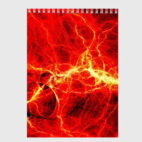 Скетчбук с принтом Огненные молнии в Новосибирске, 100% бумага
 | 48 листов, плотность листов — 100 г/м2, плотность картонной обложки — 250 г/м2. Листы скреплены сверху удобной пружинной спиралью | абстракции | арт | молния | огонь | полосы | узорыpattern