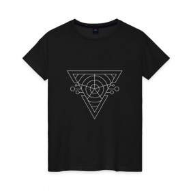 Женская футболка хлопок с принтом Темный треугольник в Новосибирске, 100% хлопок | прямой крой, круглый вырез горловины, длина до линии бедер, слегка спущенное плечо | абстракция | геометрия | круги | треугольник