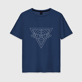 Женская футболка хлопок Oversize с принтом Темный треугольник в Новосибирске, 100% хлопок | свободный крой, круглый ворот, спущенный рукав, длина до линии бедер
 | абстракция | геометрия | круги | треугольник