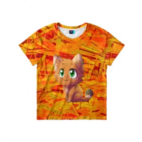 Детская футболка 3D с принтом Котик в Новосибирске, 100% гипоаллергенный полиэфир | прямой крой, круглый вырез горловины, длина до линии бедер, чуть спущенное плечо, ткань немного тянется | cat | взгляд | кот | кот хипстер | котёнок | котятки | котятушки | кошечки | кошка | мордочка