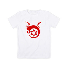 Детская футболка хлопок с принтом Fullmetal Alchemist Homunculus в Новосибирске, 100% хлопок | круглый вырез горловины, полуприлегающий силуэт, длина до линии бедер | alchemist | fullmetal | алхимик | гомункул | знак | символ | стальной | цельнометаллический | эмблема