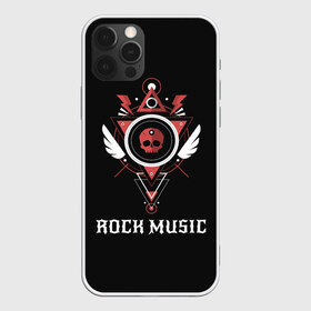 Чехол для iPhone 12 Pro Max с принтом Rock Music в Новосибирске, Силикон |  | Тематика изображения на принте: знаки | красный | музыка | рок | череп | черный