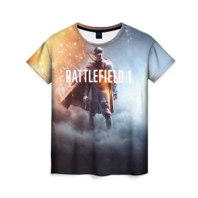 Женская футболка 3D с принтом Battlefield One в Новосибирске, 100% полиэфир ( синтетическое хлопкоподобное полотно) | прямой крой, круглый вырез горловины, длина до линии бедер | Тематика изображения на принте: battlefield 1 | battlefield one | dice | ea | electronic arts | frostbite | tm | батлфилд 1
