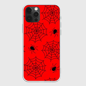 Чехол для iPhone 12 Pro Max с принтом Happy Halloween в Новосибирске, Силикон |  | белый | паук | паутина | узор | хэллоуин | черный