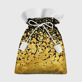 Подарочный 3D мешок с принтом Золотой в Новосибирске, 100% полиэстер | Размер: 29*39 см | Тематика изображения на принте: блеск | блестки | желтый | круги | перетекание | россыпь | черный