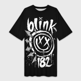 Платье-футболка 3D с принтом Blink 182 в Новосибирске,  |  | blink | california | pop | punk | rock | группа | калифорния | панк | рок